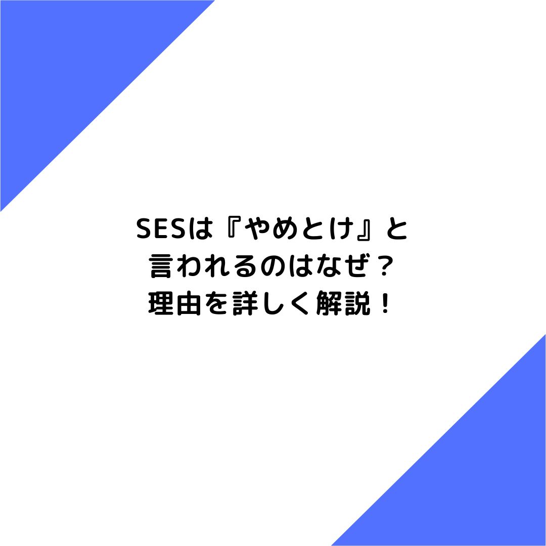 SESは『やめとけ』と言われるのはなぜ？理由を詳しく解説！